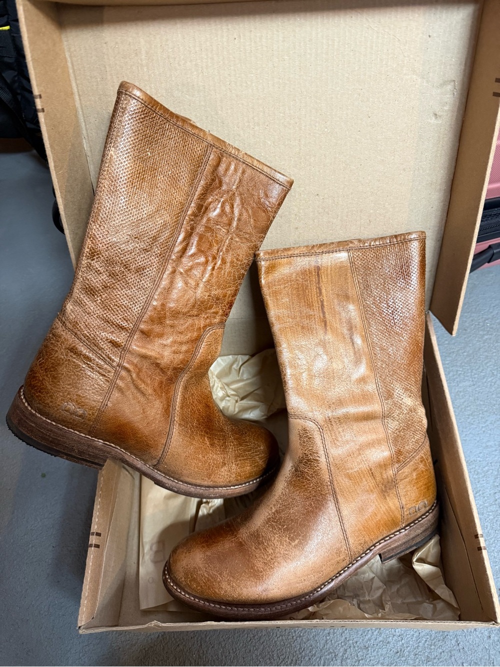 BedStu Annette Caramel Lux Leather Mid-Calf Boots